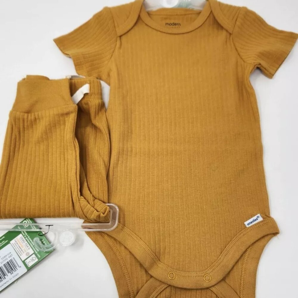 Modern Moments Gerber 3-6M top and pants mustard yellow ribbed